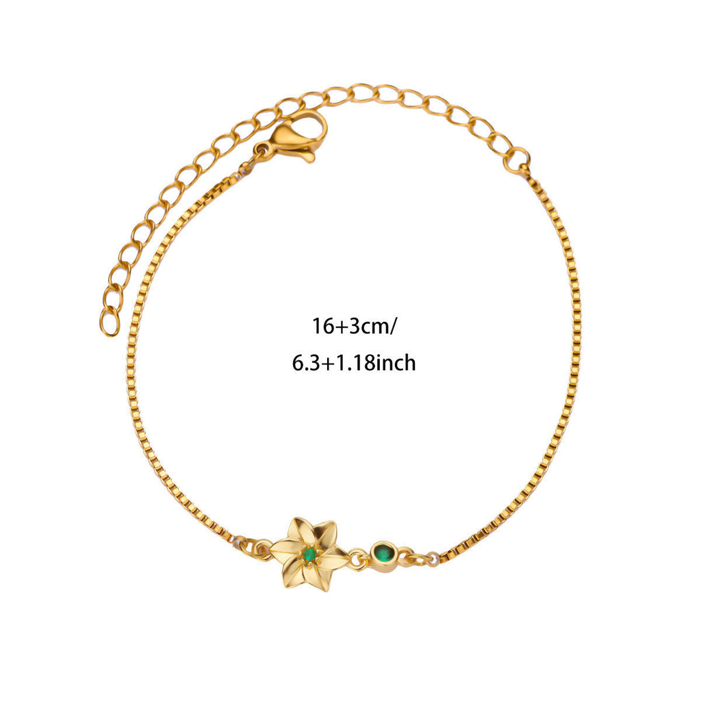18 Gold December Birth Flower Bracelet