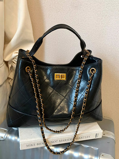 Quilted Leather Chain Strap Crossbody Bag