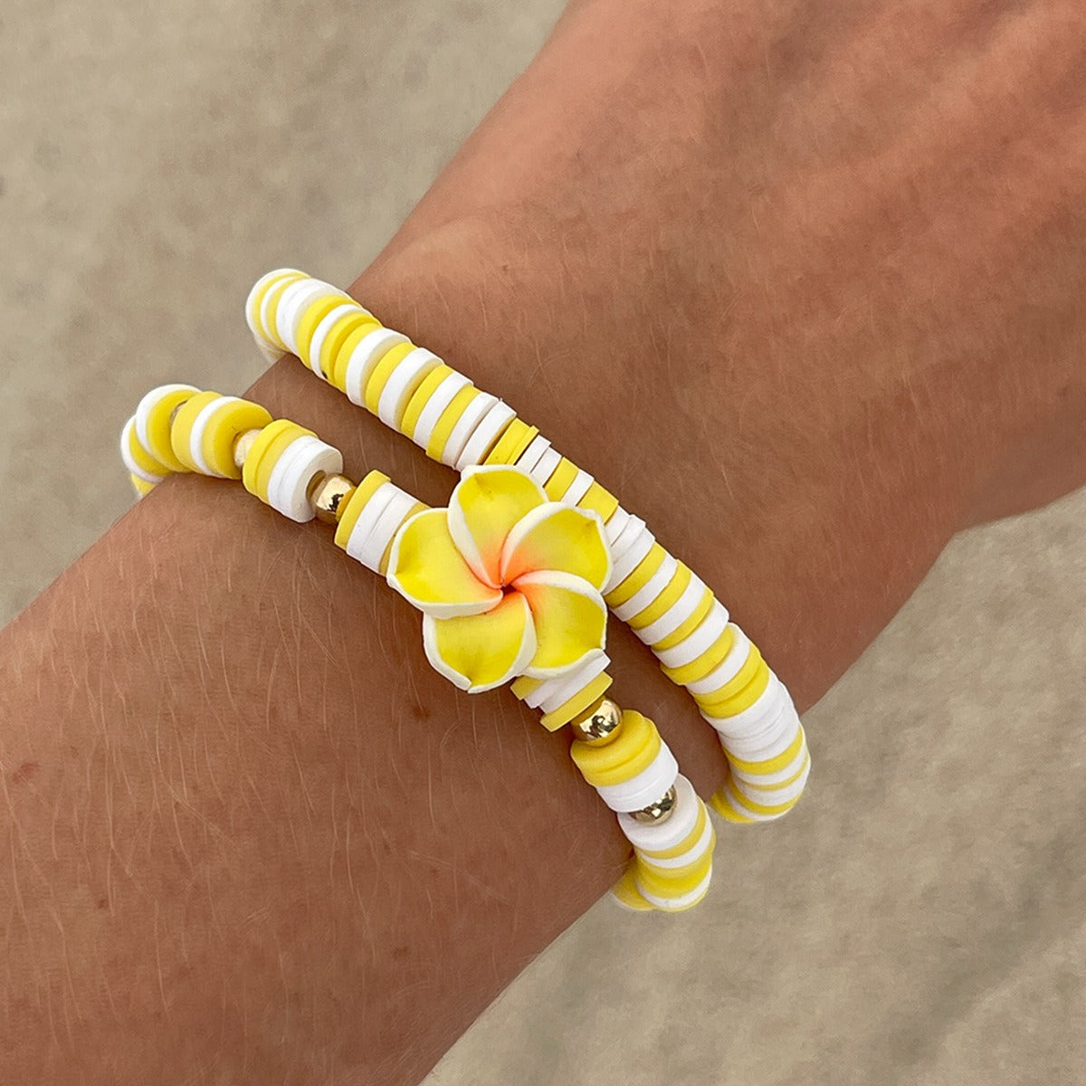 Bohemian Clay Flower Stretch Bracelet