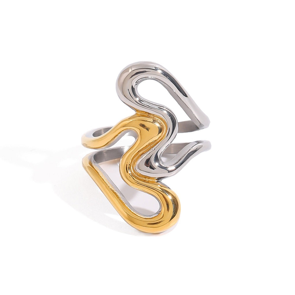 18K gold geometric line design exquisite personality ring