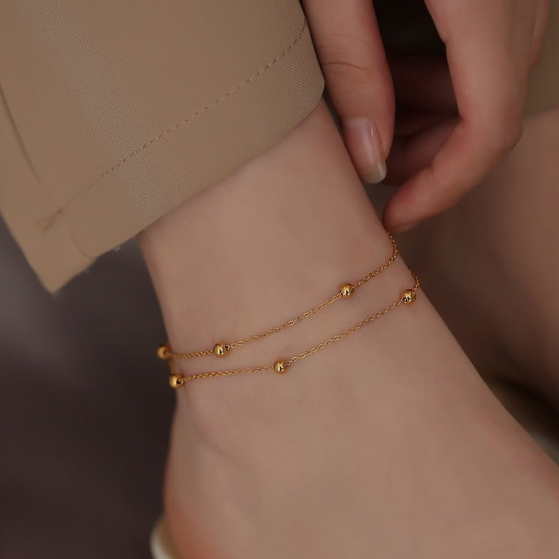 18K gold double-layer titanium steel anklet