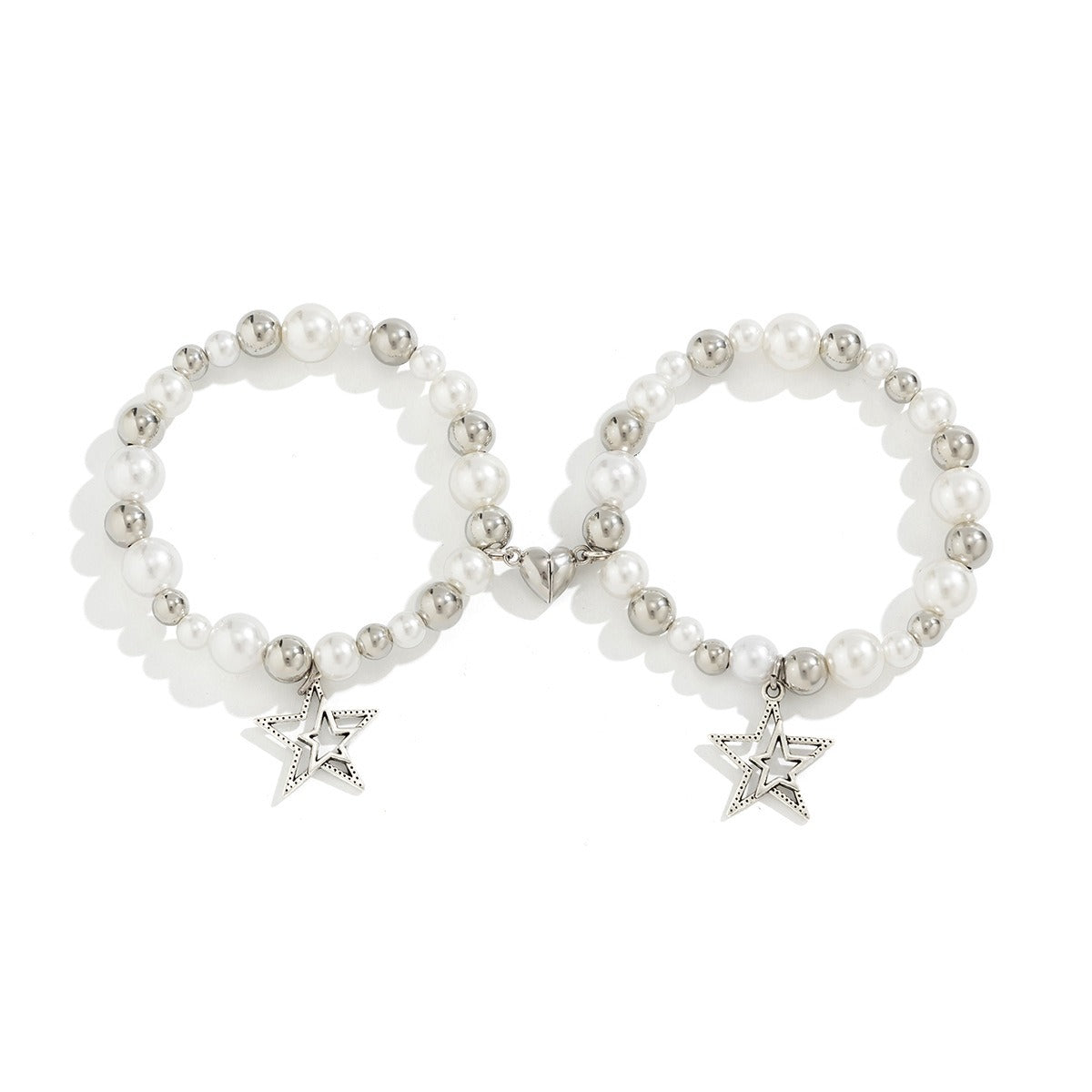 Star and heart-shaped pendant tassel bracelet set