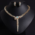 S925 Silver and Zircon Snake-Design Necklace and Earrings Jewelry Set