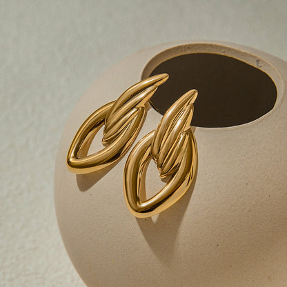 18K gold geometric diamond hollow design simple personality earrings