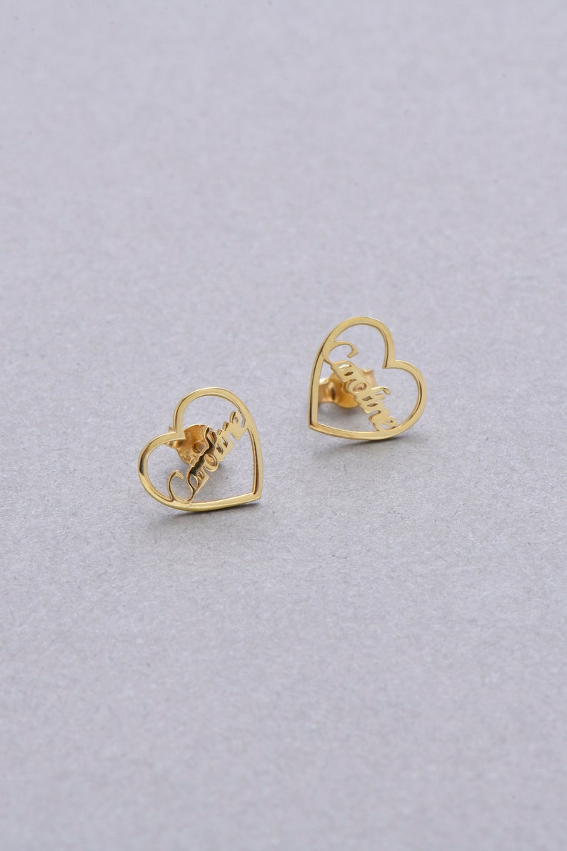 Custom Engraved Script Name Stud Earrings