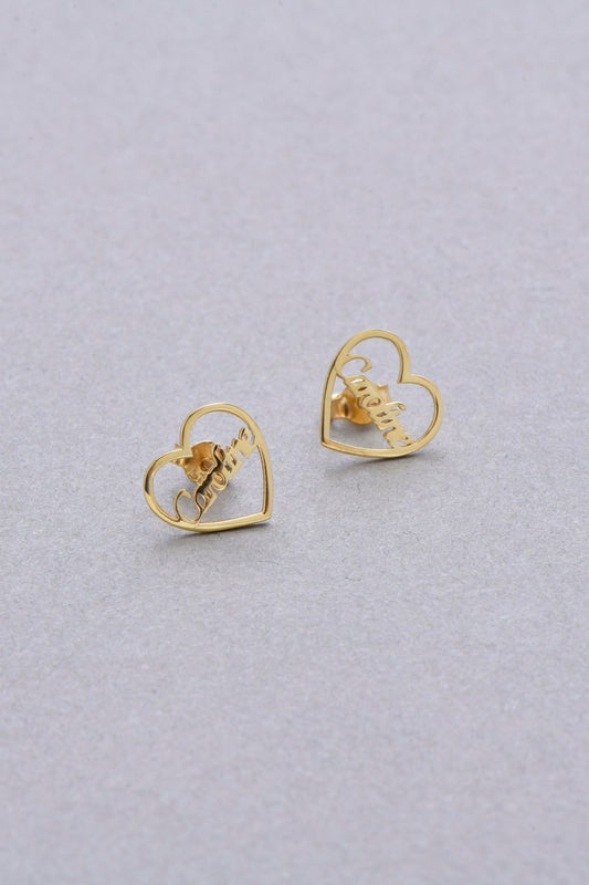 Custom Engraved Script Name Stud Earrings