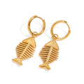 18K goldfishbone-shaped earrings with unique personality