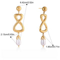 18K gold figure-eight shaped titanium steel earrings for autumn and winter.
