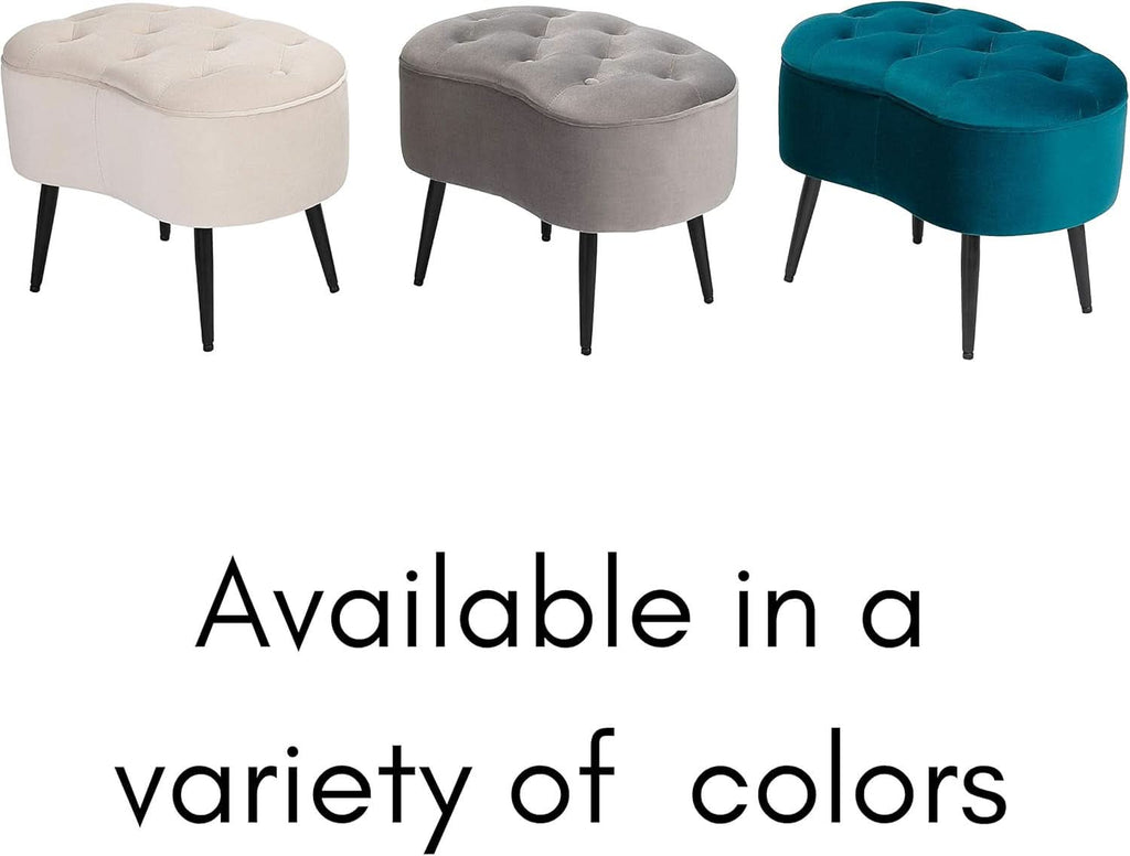Indulgent Teal Velvet Tufted Oblong Ottoman 22.5X15