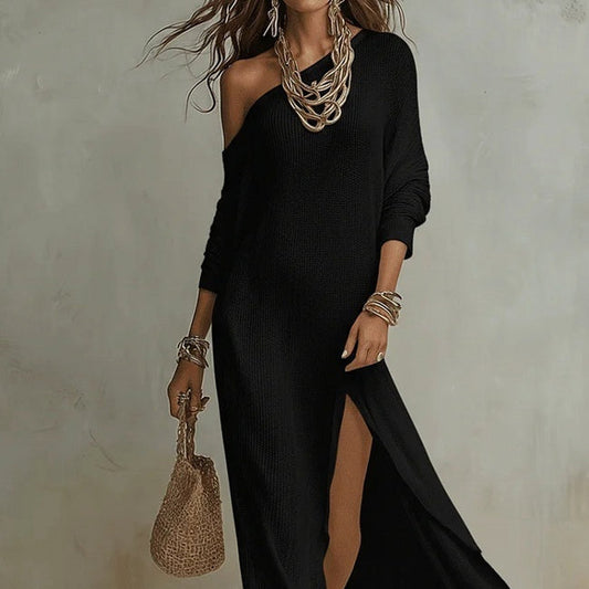 Plus-Size Solid Color Dress – Black & White, 0XL–6XL