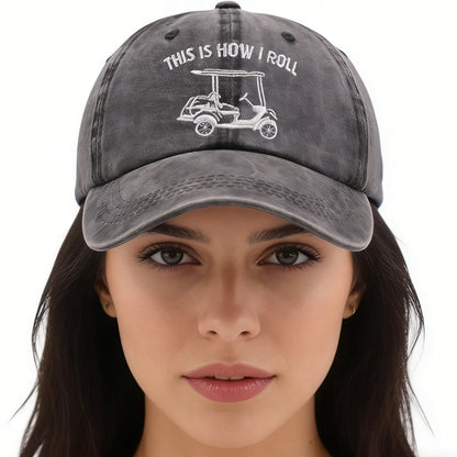 Funny Golf Cart Hat Adjustable Baseball Cap