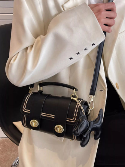 Leather Crossbody Bag with Charm