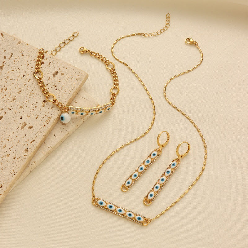 Middle Eastern Evil Eye Necklace, Bracelet and Earring Set