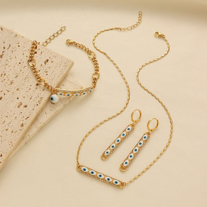 Middle Eastern Evil Eye Necklace, Bracelet and Earring Set
