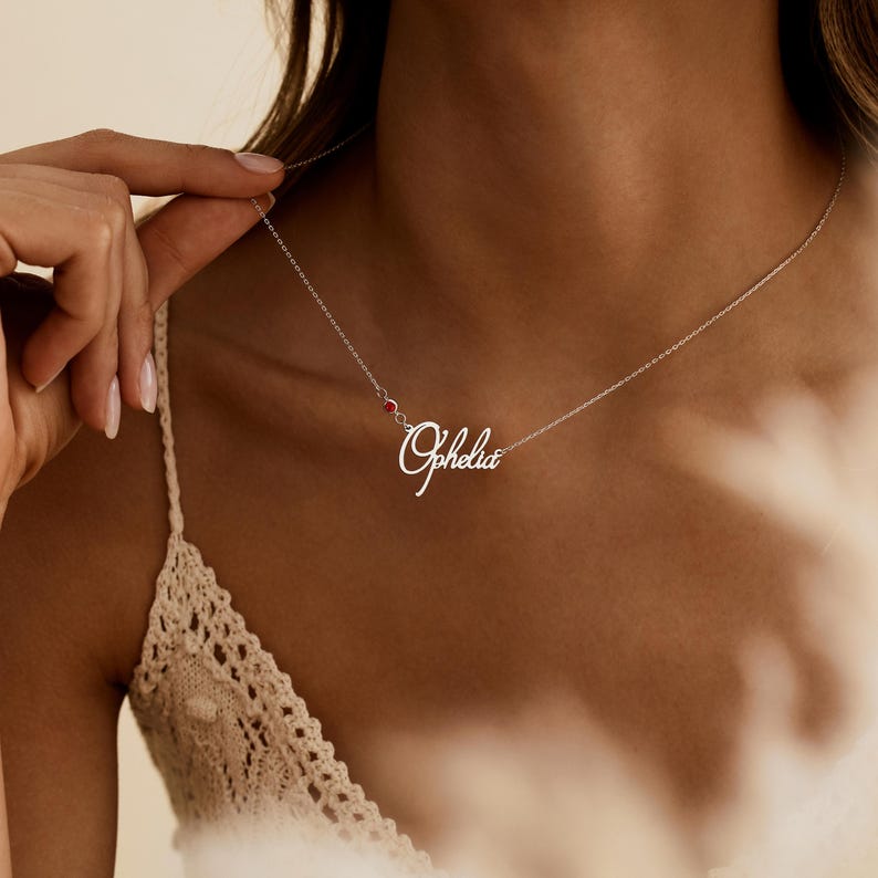 Personalized Cursive Name & Birthstone Necklace