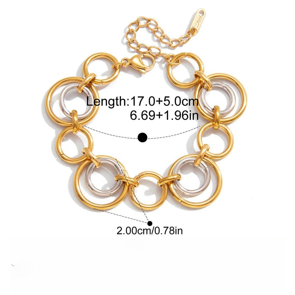 18K gold and S925 silver multi-strand bracelet with contrasting colors.