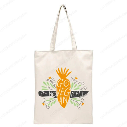 Vegan Women's Canvas Tote: Foldable & Reusable Eco Shopping Bags