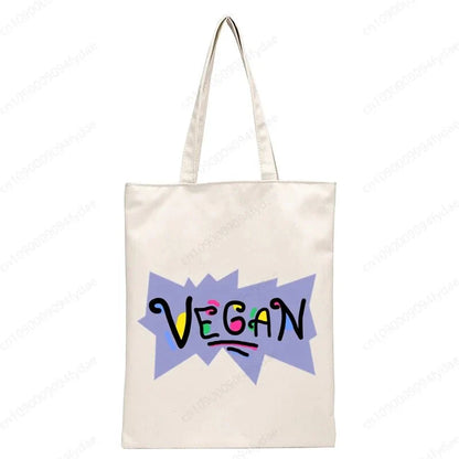 Vegan Women's Canvas Tote: Foldable & Reusable Eco Shopping Bags