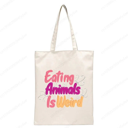 Vegan Women's Canvas Tote: Foldable & Reusable Eco Shopping Bags