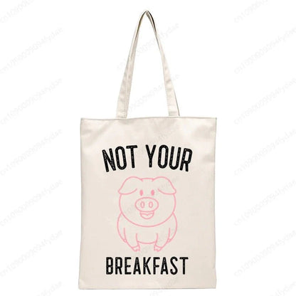 Vegan Women's Canvas Tote: Foldable & Reusable Eco Shopping Bags