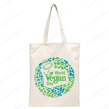Vegan Women's Canvas Tote: Foldable & Reusable Eco Shopping Bags
