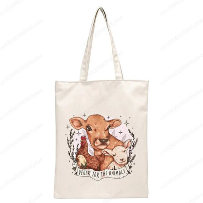 Vegan Women's Canvas Tote: Foldable & Reusable Eco Shopping Bags