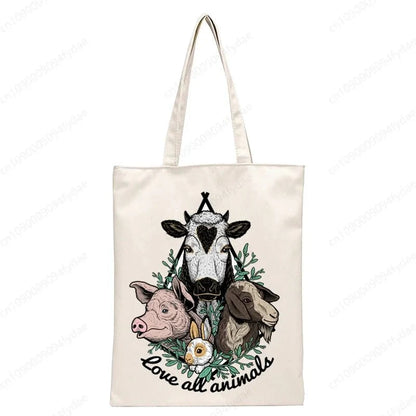 Vegan Women's Canvas Tote: Foldable & Reusable Eco Shopping Bags