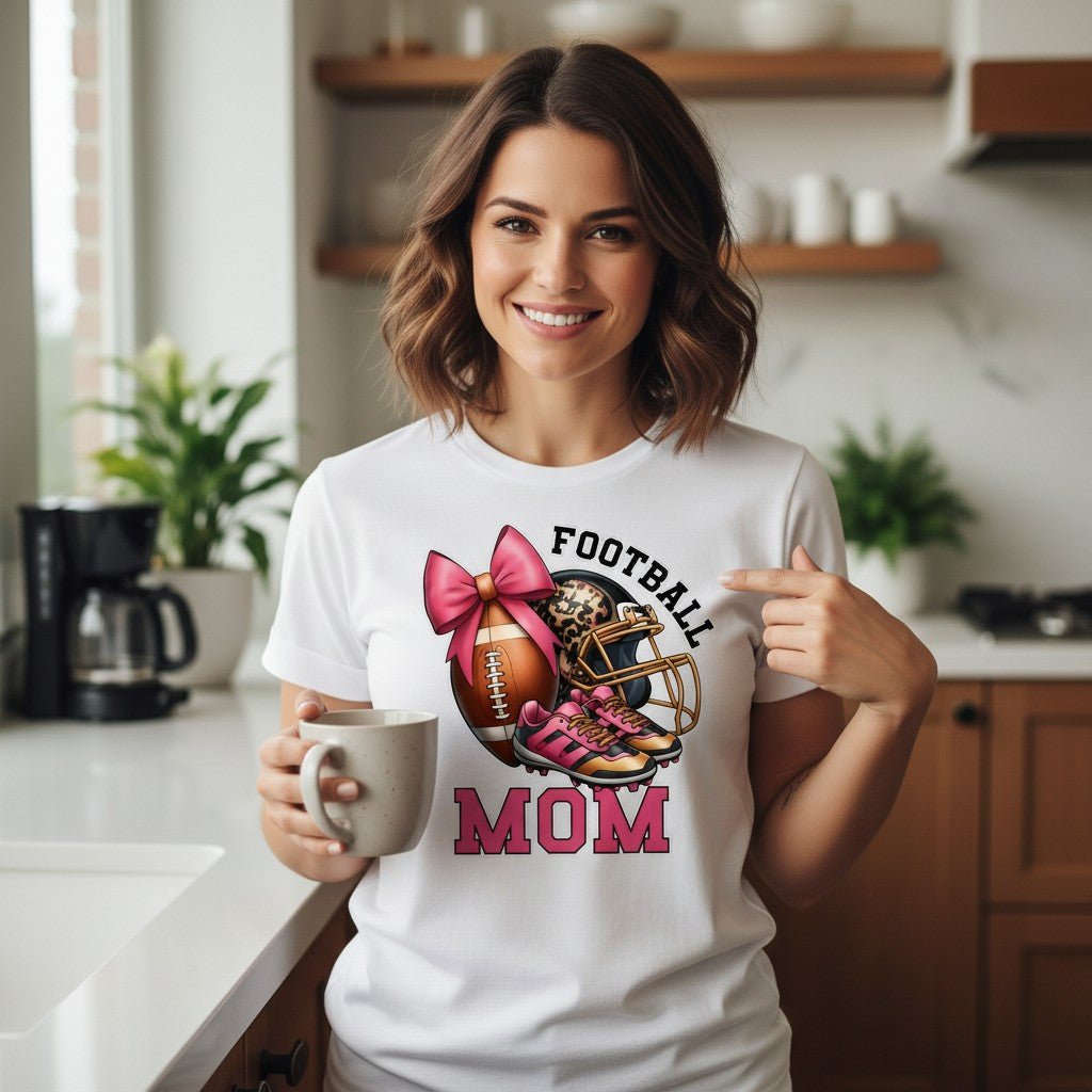 Football Mom T-Shirt 100% Ring-Spun Cotton Game Day Graphic Tee