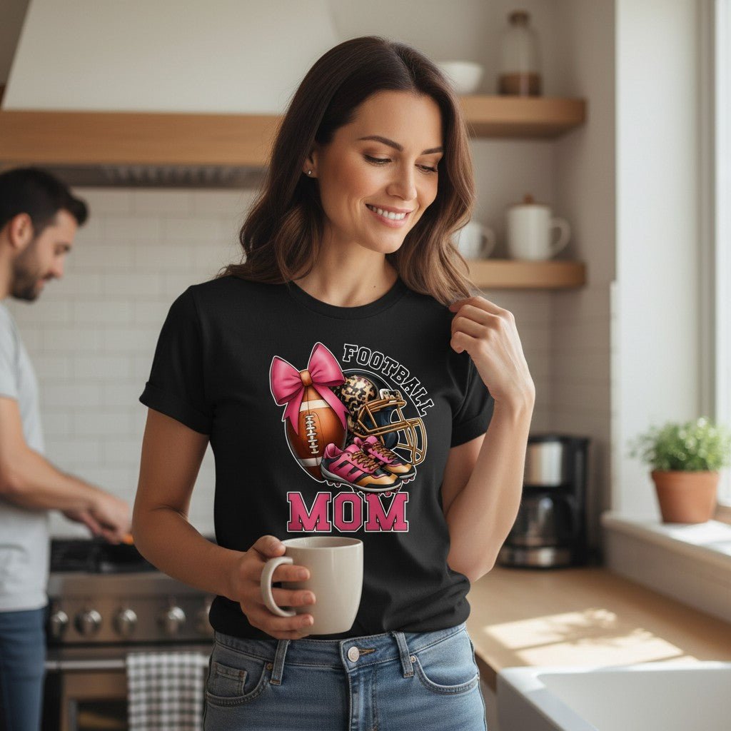Football Mom T-Shirt 100% Ring-Spun Cotton Game Day Graphic Tee