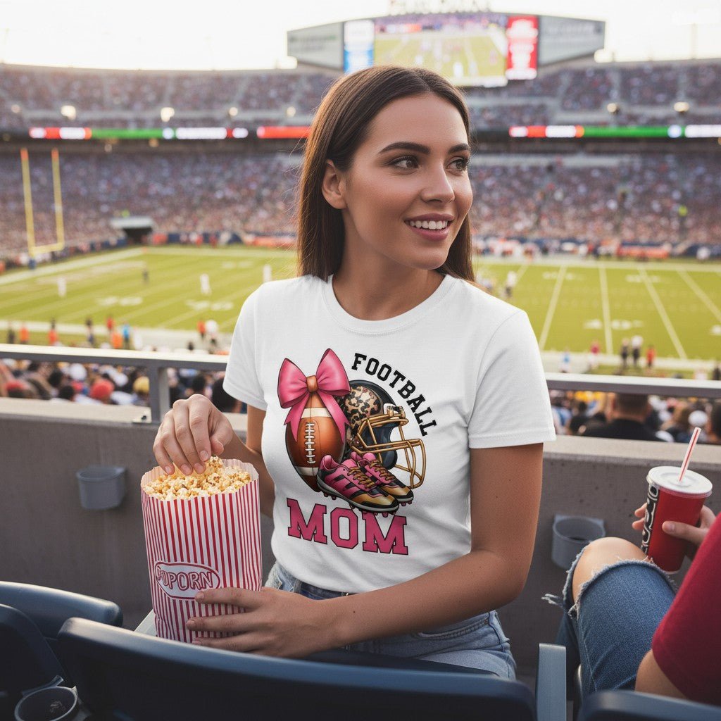 Football Mom T-Shirt 100% Ring-Spun Cotton Game Day Graphic Tee