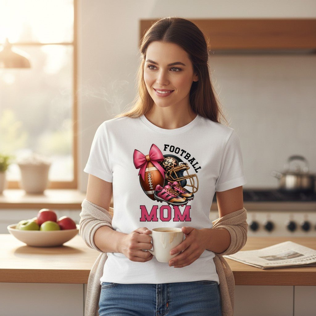 Football Mom T-Shirt 100% Ring-Spun Cotton Game Day Graphic Tee