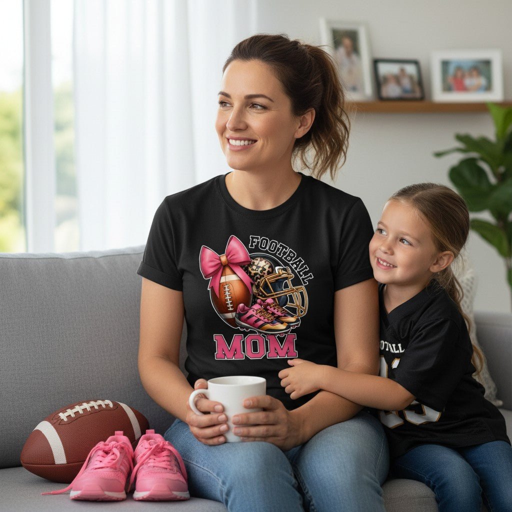 Football Mom T-Shirt 100% Ring-Spun Cotton Game Day Graphic Tee