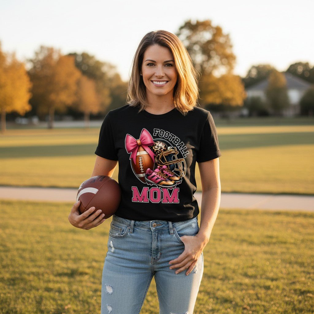 Football Mom T-Shirt 100% Ring-Spun Cotton Game Day Graphic Tee