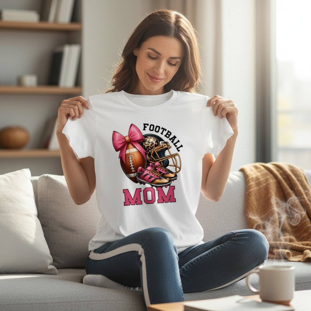 Football Mom T-Shirt 100% Ring-Spun Cotton Game Day Graphic Tee