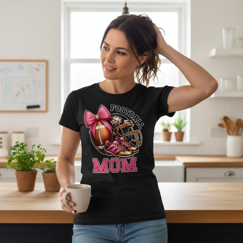 Football Mom T-Shirt 100% Ring-Spun Cotton Game Day Graphic Tee