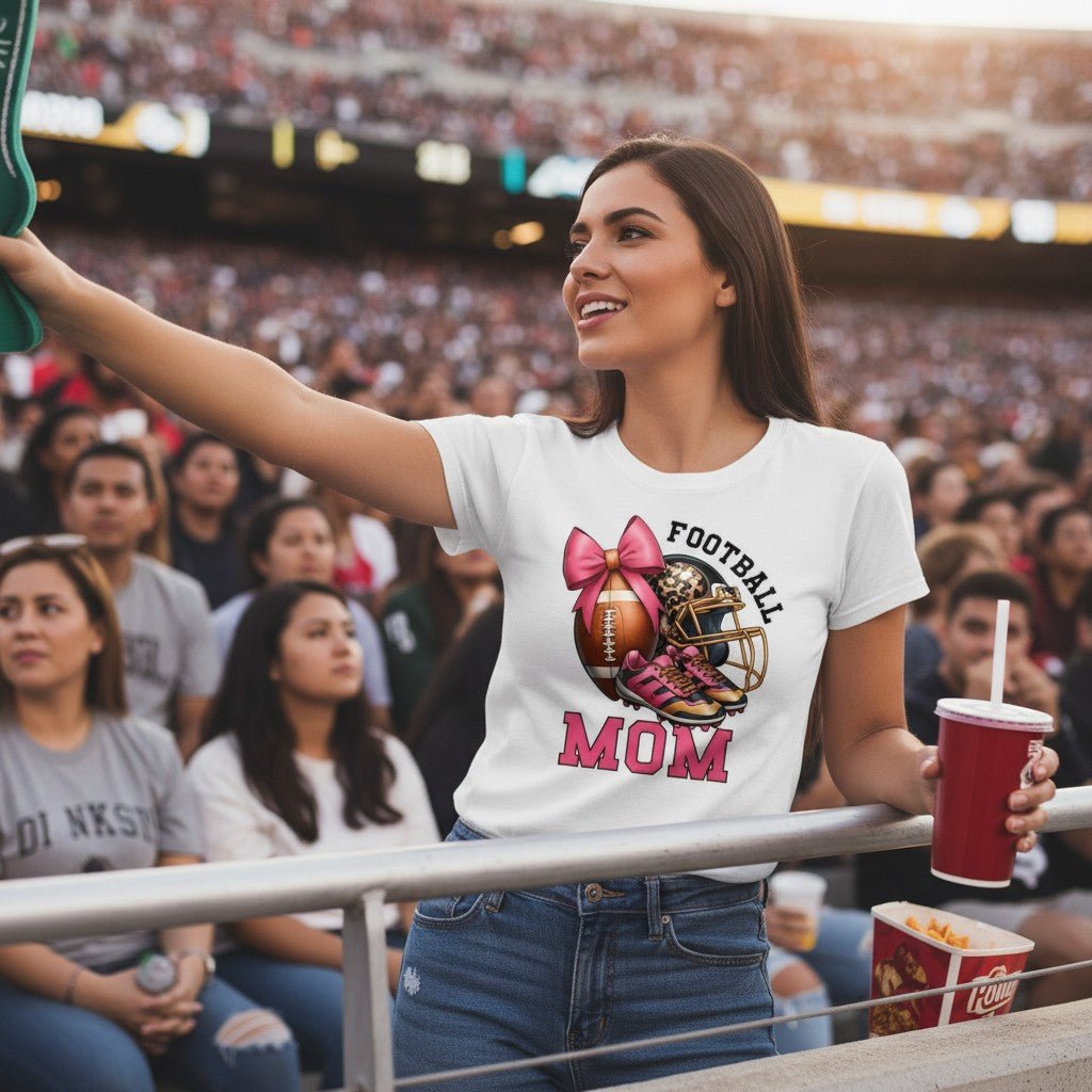 Football Mom T-Shirt 100% Ring-Spun Cotton Game Day Graphic Tee