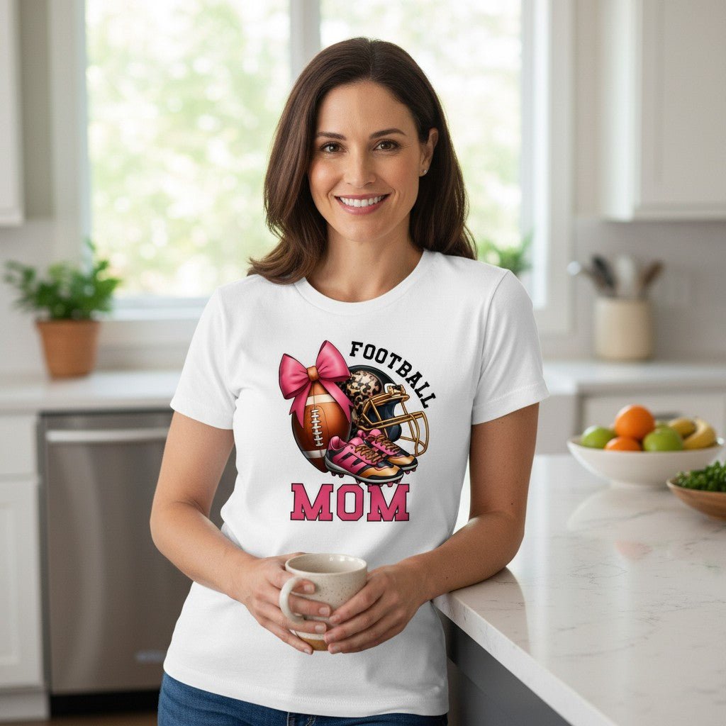 Football Mom T-Shirt 100% Ring-Spun Cotton Game Day Graphic Tee