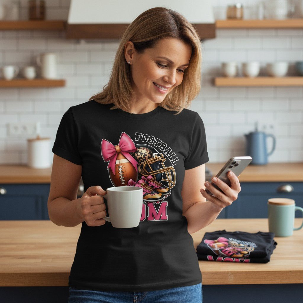 Football Mom T-Shirt 100% Ring-Spun Cotton Game Day Graphic Tee
