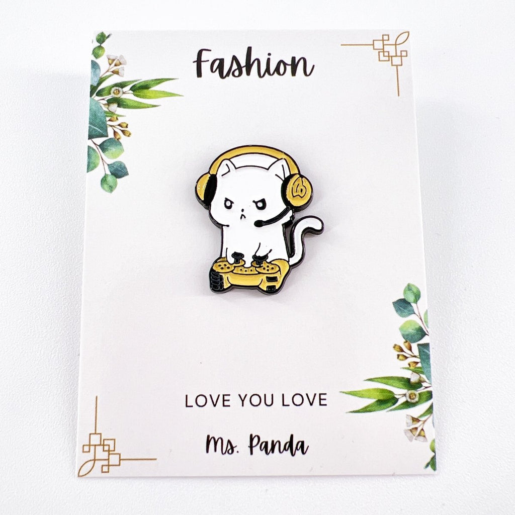 Gamer Cat Enamel Pin for Jackets, Bags, and Cat Lovers