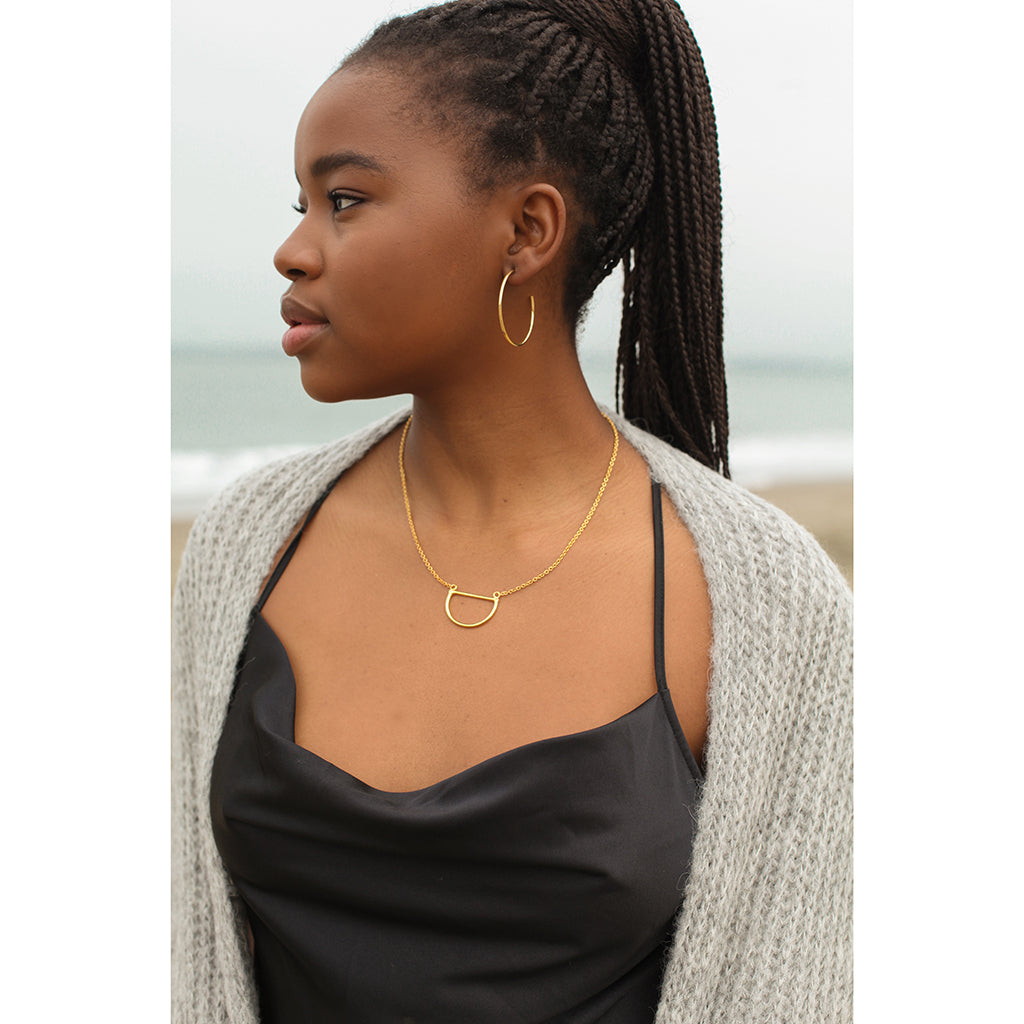 Half Moon Necklace Minimalist Silver Crescent Pendant Recycled Chain