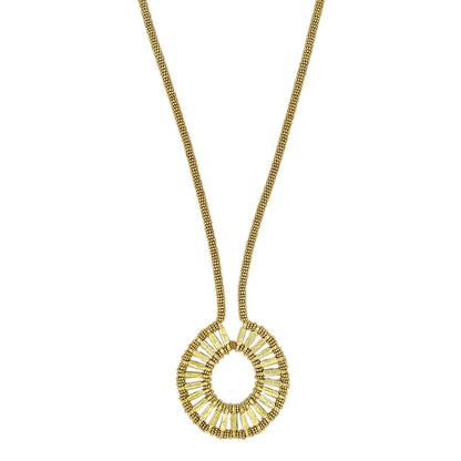 Golden Halo Necklace Handmade Metal Bead Cotton Thread Boho Indian Pendant