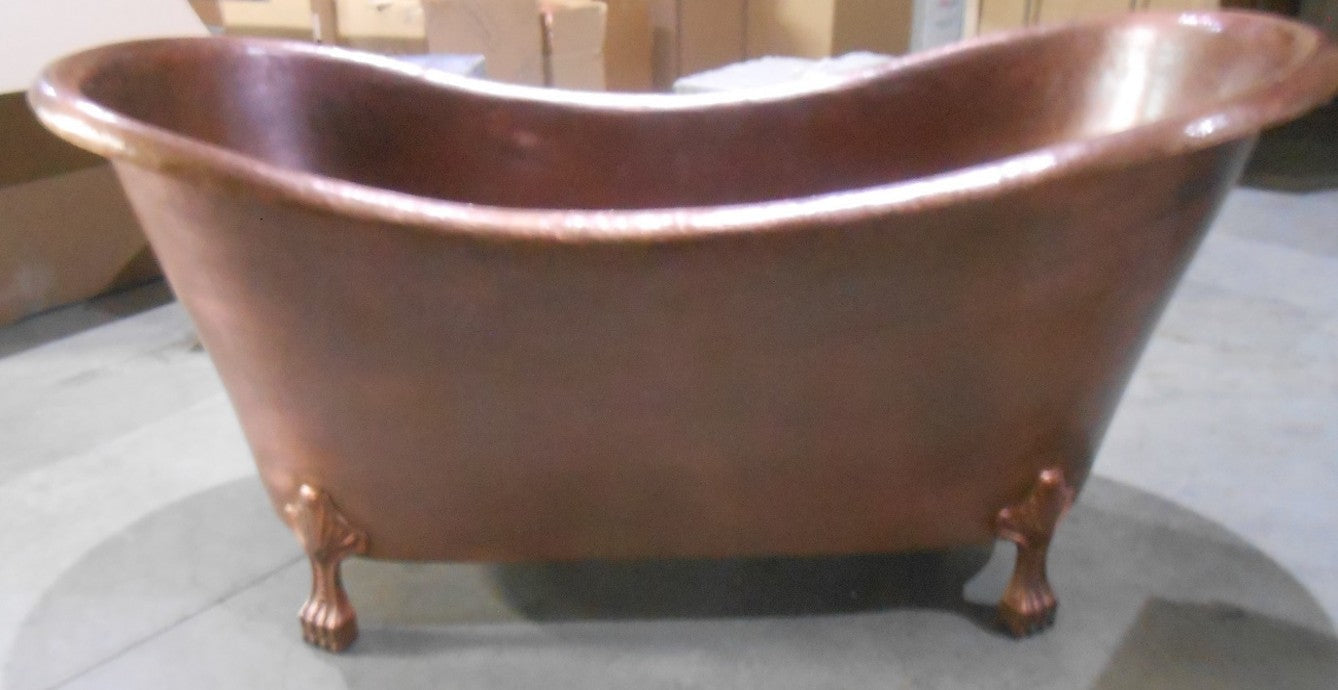 Handmade Antique Copper Free Standing Bathtub with High Feet