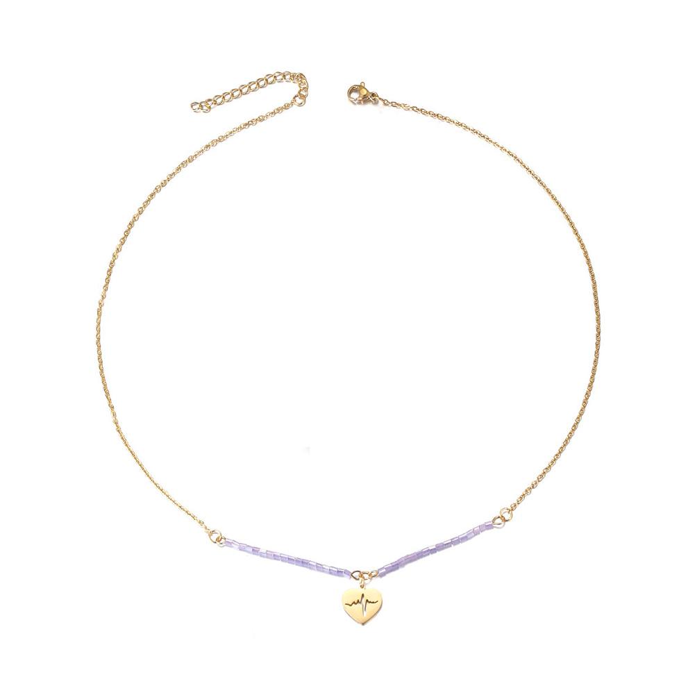 Heartbeat Pendant Necklace Gold Plated Delicate Heart Charm