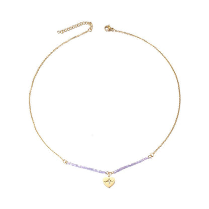 Heartbeat Pendant Necklace Gold Plated Delicate Heart Charm