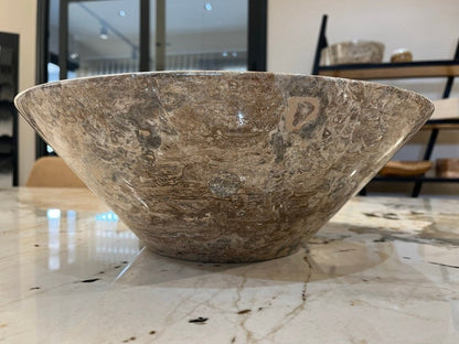 Valencia Travertine Conical Stone Vessel Sink Handmade Carved