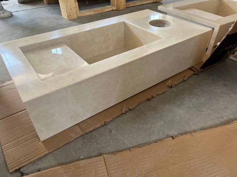 Light Pearl Marble Custom Vanity Sink - Handcrafted Contemporary