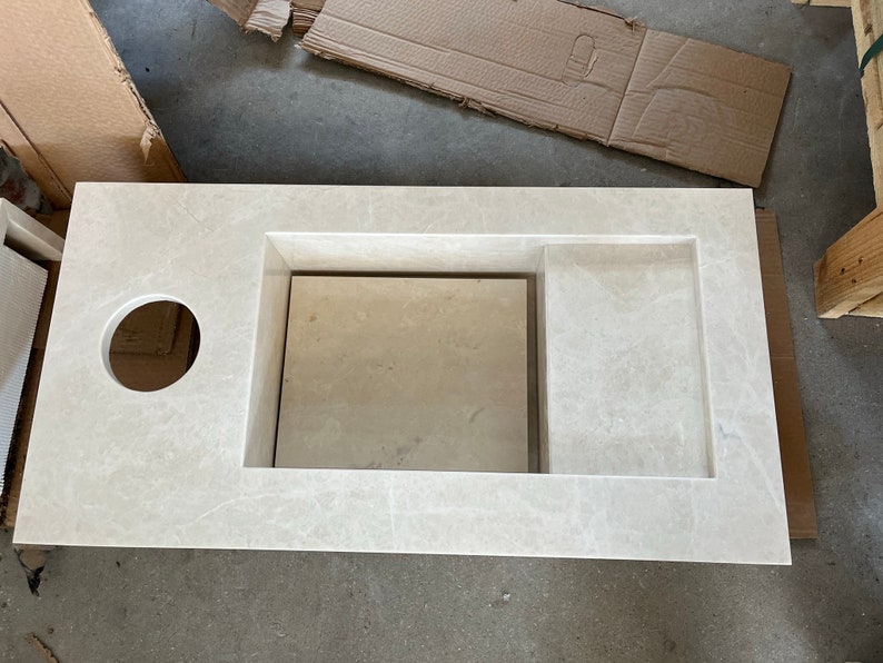 Light Pearl Marble Custom Vanity Sink - Handcrafted Contemporary