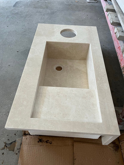 Light Pearl Marble Custom Vanity Sink - Handcrafted Contemporary