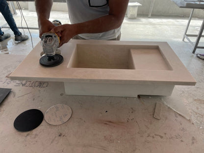 Light Pearl Marble Custom Vanity Sink - Handcrafted Contemporary