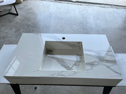 Italian Engineered Porcelain Sink - Calacatta Marble 100x55cm